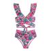 Women's Clothing Swimsuit Flower Printed Rotating Strap Women's Two Piece Bikini Swimsuit_ecoleips.com