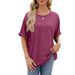 Women's Clothing Spring And Summer New Solid Color Round Neck Loose Short Sleeved T Shirt Tops Women's Spot_ecoleips.com