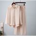Audday 2024 Fashion Autumn Winter New Loose Elastic Wrinkle Long Sleeve Shirt Wide Leg Pants Casual For Women 2-Piece Set_ecoleips.com