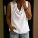Summer Turtleneck Vest For Women Casual Cotton Linen Sleeveless Shirt American Style Fashion Top_ecoleips.com