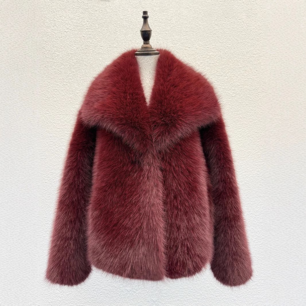 Luxury Faux Fox Fur Coat – Oversized Lapel, Plush & Warm Winter Coat For Women_ecoleips.com