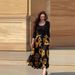 Women's Long Sleeved U Neck Slim Fit Printed Two Piece Set Fashion_ecoleips.com