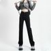 Black Slim-fit Straight-leg Jeans Women, 2025 New Autumn High-waisted Slimming Wide-leg Cigarette Pants For Pear-shaped_ecoleips.com