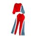 European And American Fashion Suit For Women, Vintage Casual Color-block Long-sleeve Sweatshirt With Denim Patchwork_ecoleips.com