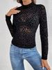 K European And American Style New Sexy Stand Up Collar Mesh Base Shirt Top Women's T-shirt_ecoleips.com