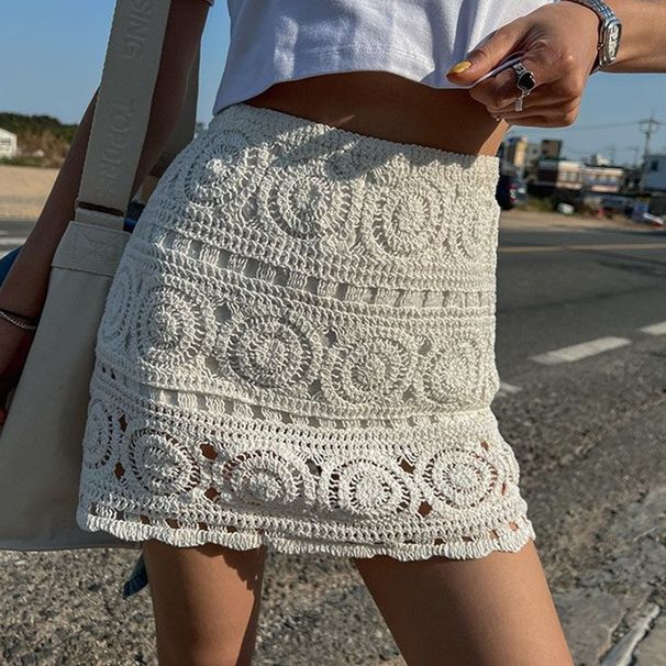 Crochet Hollow-Out For Women, New Summer Bohemian Resort Style, Unique Design, Casual Long Skirt_ecoleips.com