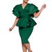 Women's Clothing New Fashion Temperament Elegant Ruffle Solid Color Hip Party Dress_ecoleips.com