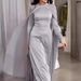Women's Clothing New Dress High End Long Cape Sleeves High Waist Dress_ecoleips.com