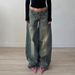 American Retro Heavy-washed Patchwork Low-rise Jeans For Women, Cross-border Loose Casual Long Pants_ecoleips.com