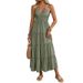 Spring/Summer 2026 Halter Neck Long Dress Solid Color American Style Loose Fit Backless Fashionable Resort Wear_ecoleips.com