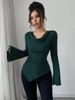 Women's Ribbed Base Layer Top off Shoulder Slim Fit Knitted Long Sleeve Autumn Winter European American Style Commuter Trendy Hot Selling_ecoleips.com