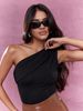 Women's Clothing Sexy One Shoulder T Shirt Spring And Summer New Style Oblique Collar Off Shoulder Pure Desire Top_ecoleips.com