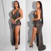 Women's Clothing sexy v neck see through slim fit hot diamond dress_ecoleips.com