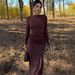 New Arrival Women Fall Dress Solid Color Crew Neck Backless Slim Fit Long Sleeve Long Dress For Ladies_ecoleips.com