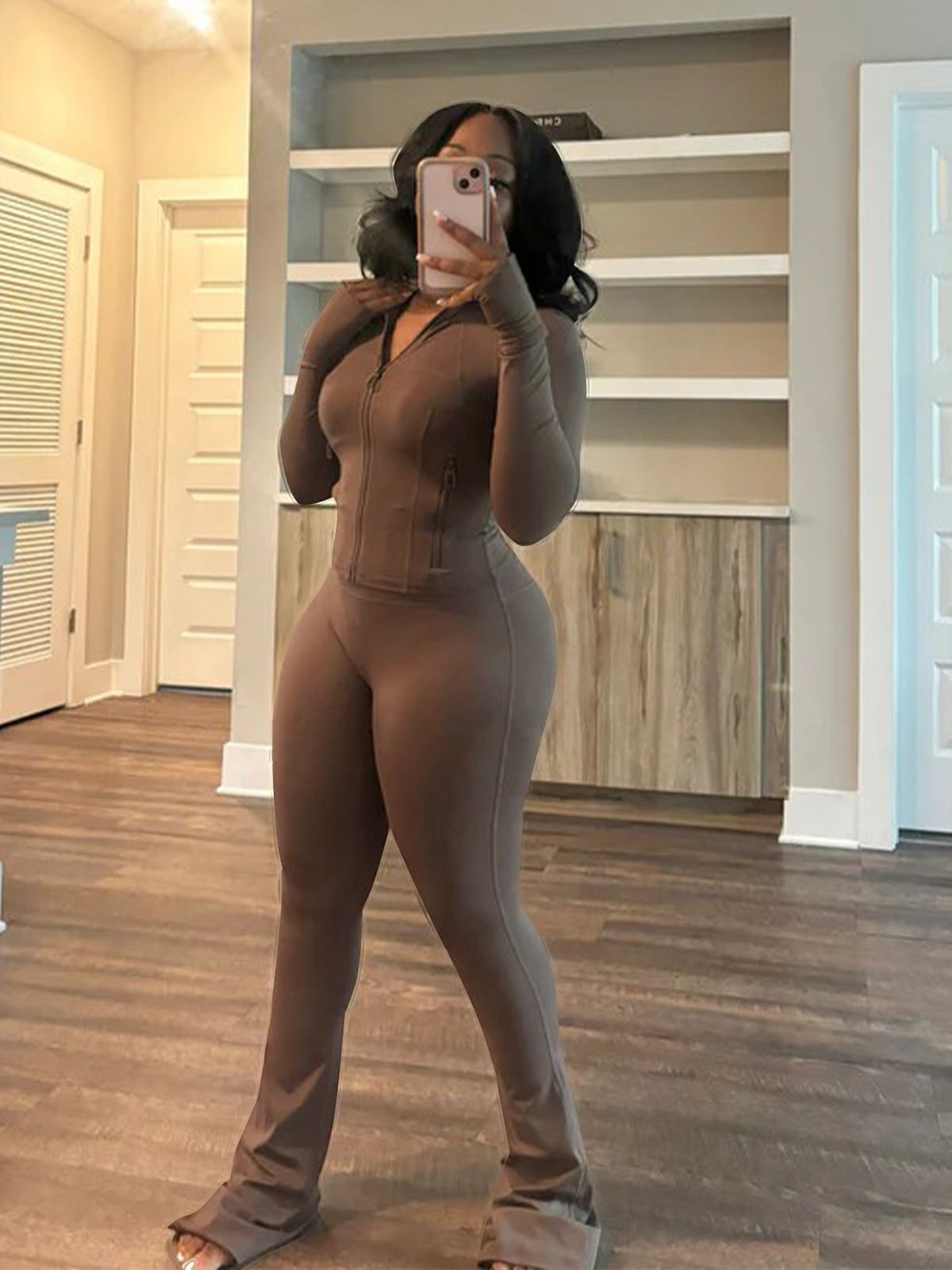Spring And Summer Cross Border Sports And Leisure Women's Wear Sexy Tight Long Sleeve Micro Flared Two Piece Set_ecoleips.com