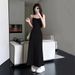 2025 Summer Spicy Girl Elastic Strap Women Sleeveless Off-Shoulder Waist Slimming One-Shoulder Base Long Dress_ecoleips.com