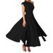 Women's Clothing Summer Hot Selling Fashion Women's Clothing Sleeveless Oblique Collar Solid Color Waist Large Swing Dress_ecoleips.com
