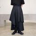 High-Waisted Asymmetrical Wide-Leg Pants Black Layered Stripe Design Unisex Darkwear Street Fashion M-4XL_ecoleips.com