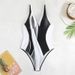 "Sexy Contrast Panel One-Piece Swimsuit – Slimming V-Neck Monokini With Tummy Control For Women"_ecoleips.com