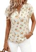 PRETTYGARDEN Rolled Short Sleeve Womens Tops Dressy Casual T Shirts Summer Floral V Neck Ladies Blouses Vacation Outfits_ecoleips.com