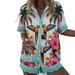 Women's Resort Style Printed Collared Shirt And Shorts Set Short Sleeve Summer Outfit_ecoleips.com
