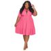Plus Size Shirt Dress For Women – Oversized Button-Down Collar Dress With Long Sleeves (A-Line, Solid Colors)_ecoleips.com