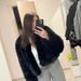 Oversized Faux Fox Fur Coat Women's - Streetwear Cropped Jacket With Round Neck, Vegan Fur Coat For Casual Chic (Coffee/White/Black/Gold-Tipped)_ecoleips.com