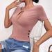 Aria Basics Aria Basics European And American Women's Clothing 2026 New Cross-border Sexy Hollow-out Buttoned Slim-fit Casual Short-sleeve_ecoleips.com