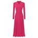 Women's Polo Collar Knitted Maxi Skirt Slim Fit Waist Cinching Midi Dress Casual Spring Autumn Wear_ecoleips.com