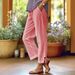 Women's Cotton Linen Straight Leg Pants Loose Fit Solid Color Elastic Waist Casual Pants With Pockets_ecoleips.com