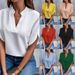 Women's Solid Color Short Sleeve Blouse Simple Style Elegant Fashion Thin Polyester Blouse For Summer_ecoleips.com