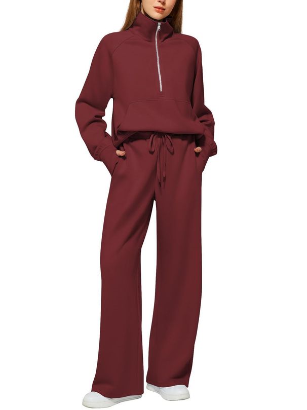 Premium Zip-Up Tracksuit Set For Women - Oversized Hoodie & Wide-Leg Joggers (3XL Plus Size, 10 Trend Colors, Breathable Poly-Spandex Blend)_ecoleips.com