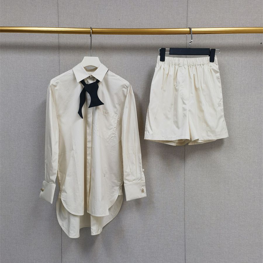 Aria Basics Aria Basics European American Niche 24 Spring-summer New Women's Fashion Design Silhouette Casual Long-sleeve Shirt And Shorts Set_ecoleips.com
