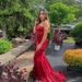 Burgundy Strapless Evening Gown Slim Fit Mermaid Style Dress Fashionable Satin Short Train Elegant Party Wear For Women_ecoleips.com