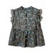 Women's Fashionable Floral Print Blouse Loose Fit Summer 2026 Style Chic And Youthful Thin Top with Flutter Sleeves_ecoleips.com