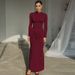 Women's Fashion 2025 Early Autumn Slim-Fit Strap-Waist Bodycon Long Solid Color Long-Sleeve Dress Wholesale_ecoleips.com