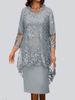 Verve 2025 New Plus Size Women's Evening Lace Embroidery Two-Piece Set Elegant Commuter Slim Dress_ecoleips.com