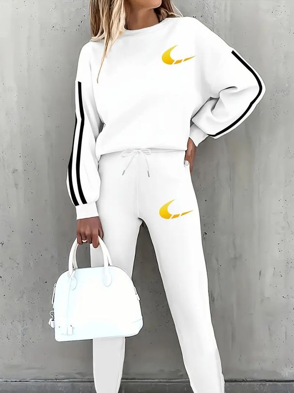 Women's Letter Print Thickened Jogger Set Casual Two-Piece Outfit Print Fashion Trends Spring And Autumn_ecoleips.com