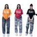 Women's Clothing Women's Fashionable Summer Two Piece Suit Loose Fitting Design Short Sleeved Printed Wide Leg Casual Pants_ecoleips.com