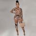 Women's Clothing Plus Size Clothes Chain-Print Plus-Size Women’s Suit Set – Long-Sleeve Slim-Fit Office & Party Outfit_ecoleips.com