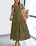 Women's Clothing Spring And Summer New Fashion V Neck Pleated Puff Sleeve Layered Swing Dress_ecoleips.com