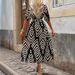 Women's Clothing Loose Women's Elegant Style Random Print Tie Dye Large Swing Dress_ecoleips.com