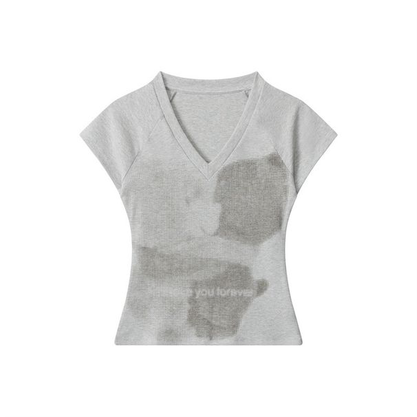 HeyHenry Women's Summer V-Neck T-Shirt Short Sleeve Bear Print Hot Girl INS Style Top_ecoleips.com
