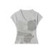 HeyHenry Women's Summer V-Neck T-Shirt Short Sleeve Bear Print Hot Girl INS Style Top_ecoleips.com