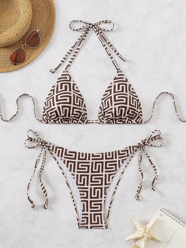 Women's Geometric Print Swimsuit Set Sexy Stylish Beachwear Matching Couple Outfit for Beach Lovers Versatile_ecoleips.com