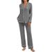 Women's Autumn Lounge Set – Button-Up Long Sleeve Top & High-Waist Tied Waist Pants (S-XXXL, 8 Colors, Soft Polyester, Euro/Afro Fit)_ecoleips.com