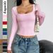 Women's Y2K Spicy Style High End Long Sleeved Solid Color T-Shirt Top Spring_ecoleips.com