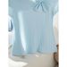 Women's Clothing French light blue ice silk short sleeved knitted sweater tops for women in early spring_ecoleips.com