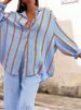 Women's Clothing Early Spring New Fashion Elegant Casual Contrast Color Striped Shirt Loose Long Sleeves_ecoleips.com