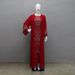 Women's Clothing Muslim Rhinestone Style Two Piece Robe Chiffon Straight Tribute Stitching With Belt_ecoleips.com